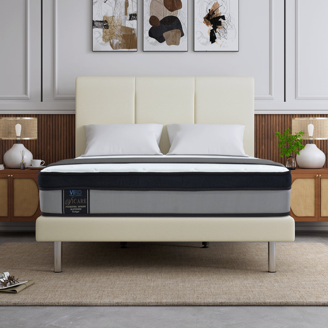 Vicare 10'' Pocketed Spring Mattress + Romeo Bed Frame (Package)
