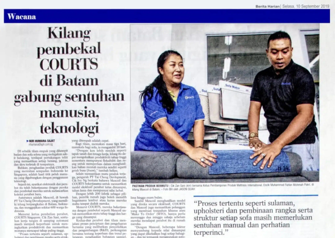 Kilang pembekal COURTS di Batam gabung sentuhan manusia, teknologi - Mattress International