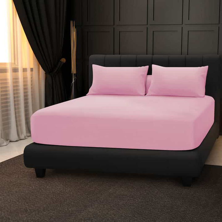 Free 1pc 4'' Easy Care Fitted Bedsheet + 1pc Pillow Case（Random Colour )