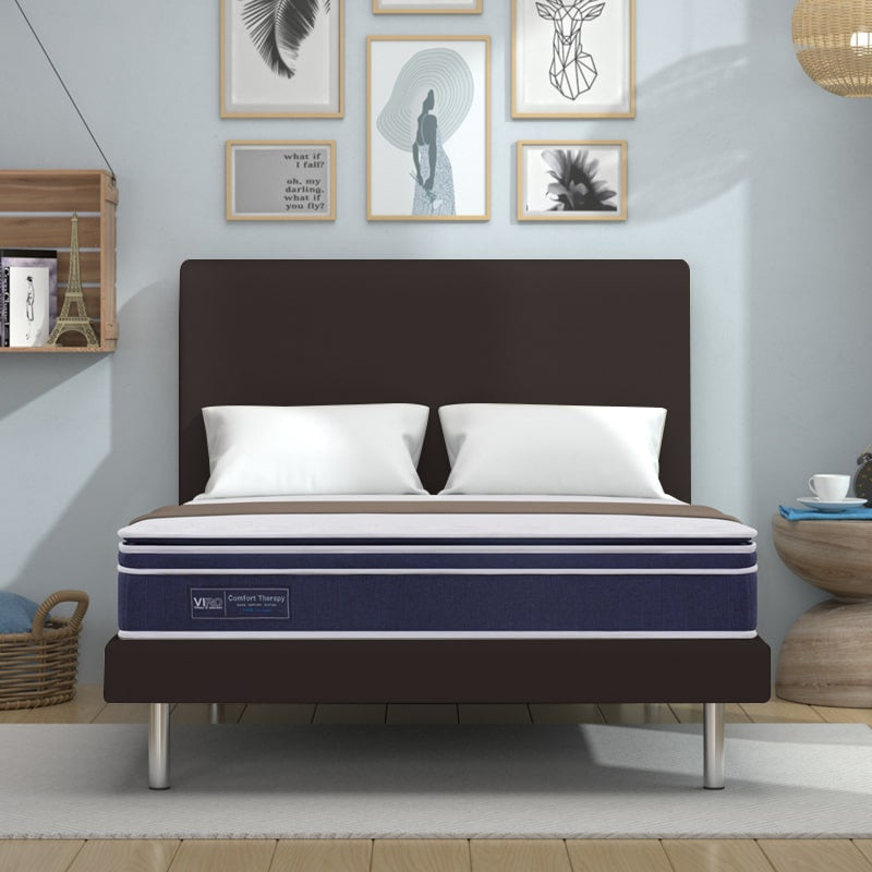 Comfort Therapy 9.5" Pocketed Spring Mattress + Romeo Bed Frame (Package)