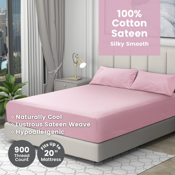 Blooms Cotton Sateen Fitted Bedsheet Set