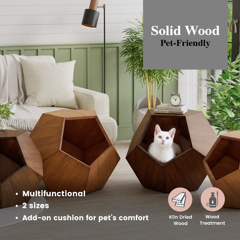 Cavery Wood Side Table / Pet House (2 Sizes)