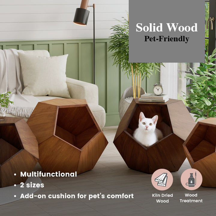 Cavery Wood Side Table / Pet House (2 Sizes)