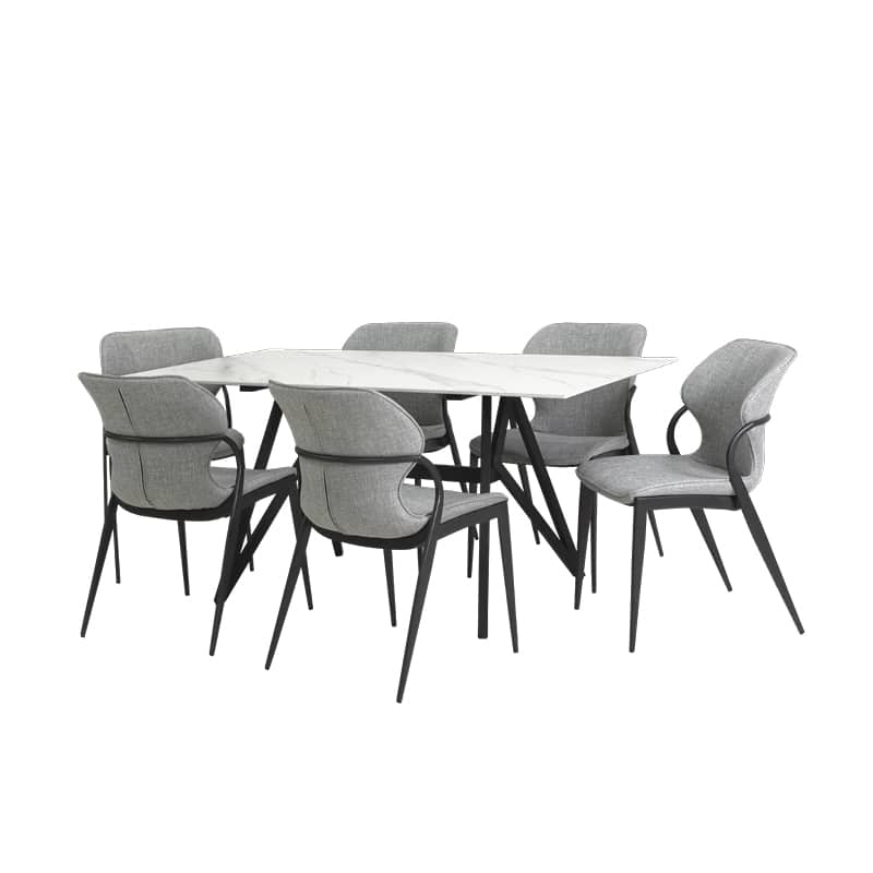 Jolie Sintered Stone Dining Table W1600mm + Jone Chairs (1 + 6 Dining Set)