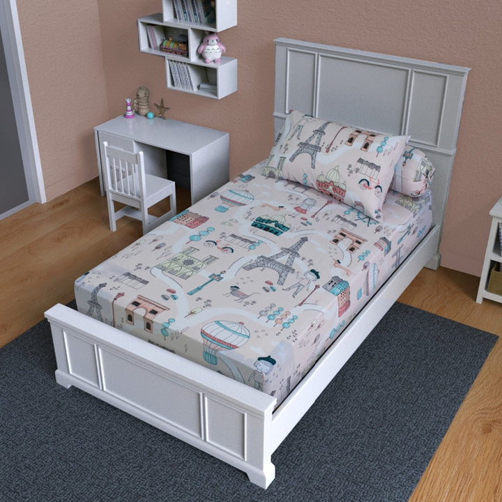 Kid's World Cotton Blend Fitted Bedsheet Set