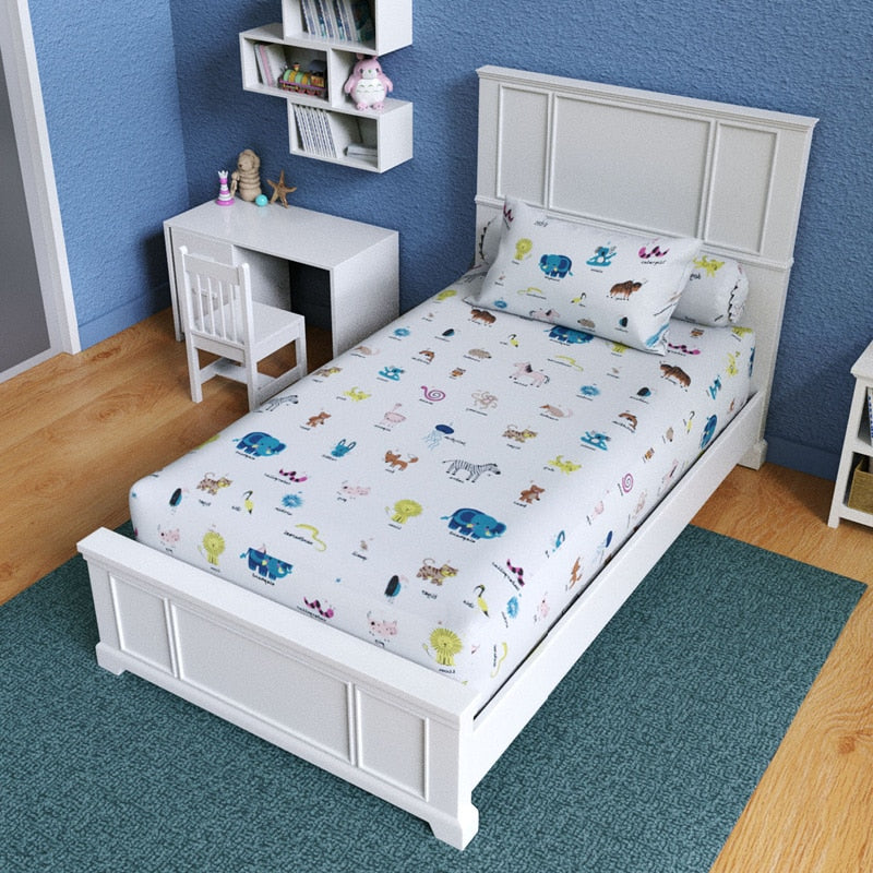 Kid's World Cotton Blend Fitted Bedsheet Set