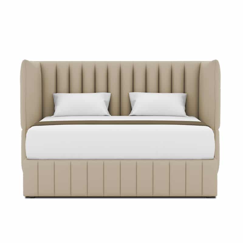 Le Karren Headboard + Le Lorren Bed Frame (Half Leather)