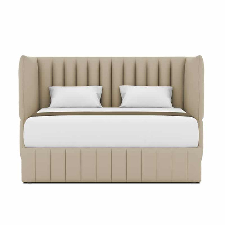 Le Karren Headboard + Le Lorren Bed Frame (Half Leather)