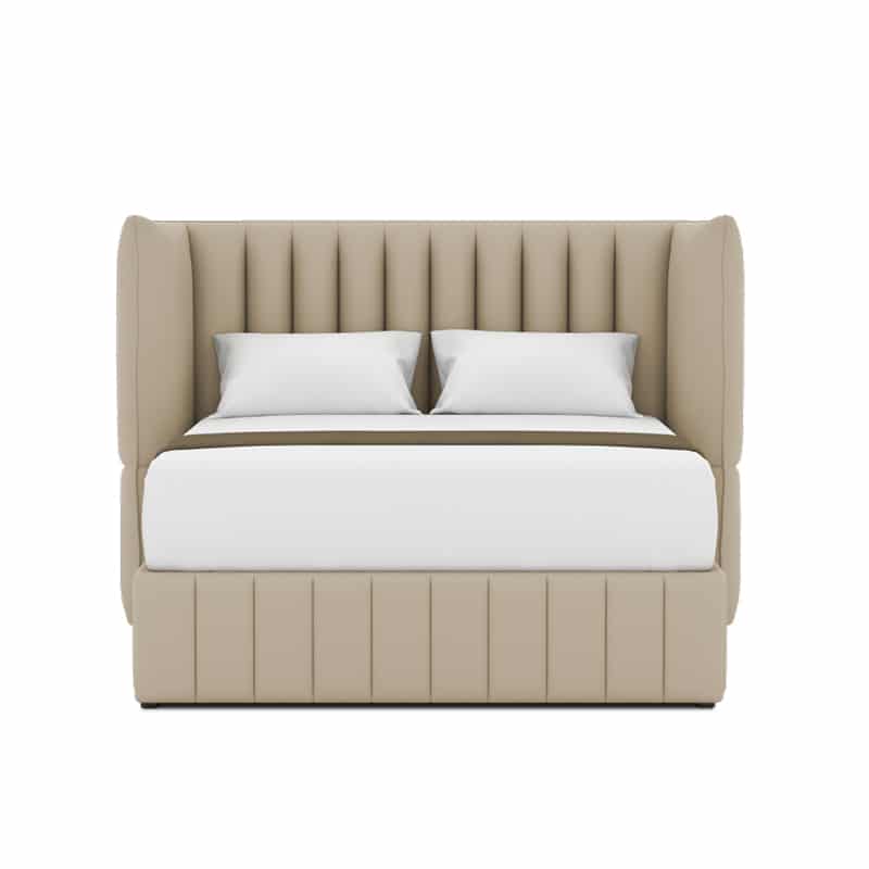 Le Karren Headboard + Le Lorren Bed Frame (Half Leather)