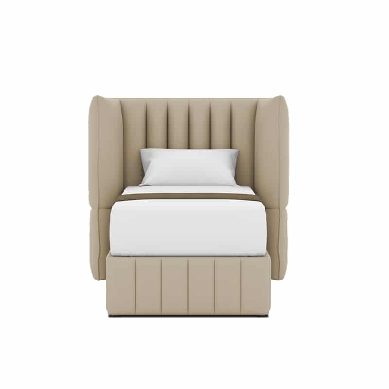 Le Karren Headboard + Le Lorren Bed Frame (Half Leather)