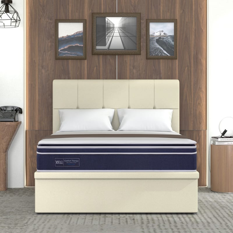 Comfort Therapy 9.5" Pocketed Spring Mattress + Alpha Storage Bed (Package)