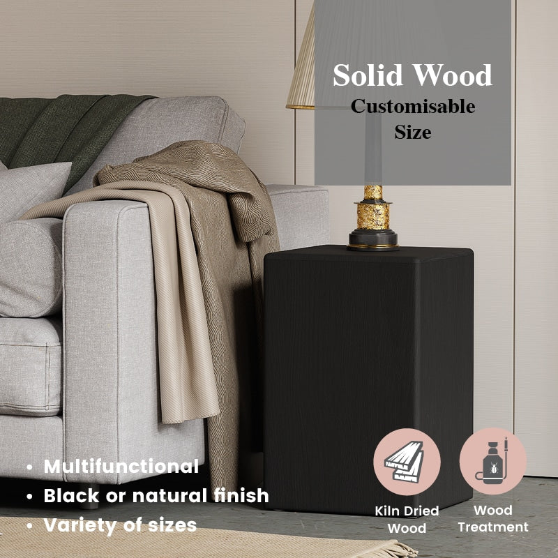 Mu Wood Stool / Side Table W250mm - Black (5 Sizes) Customisable size