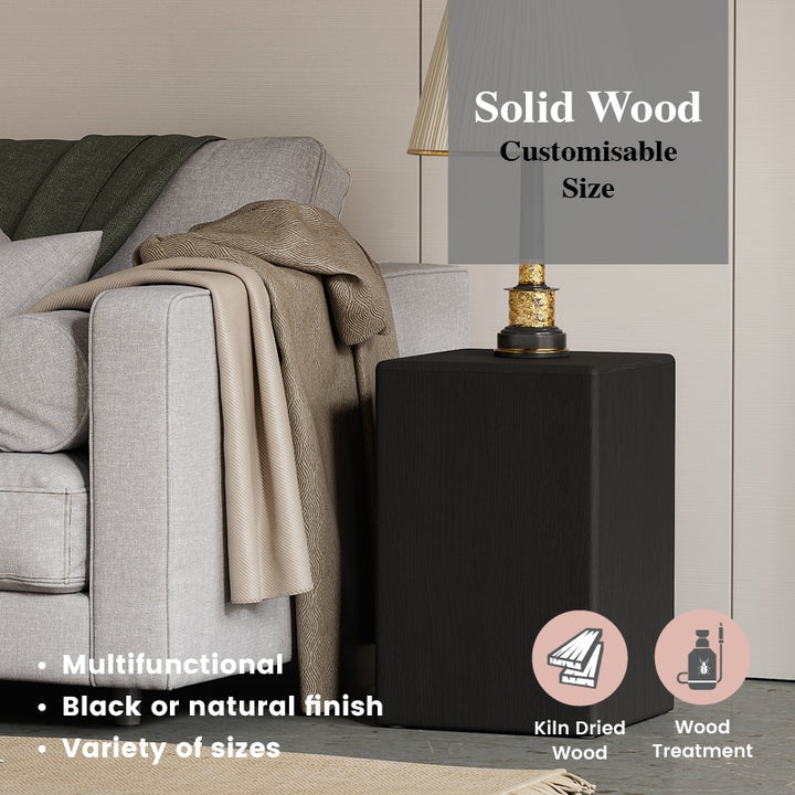 Mu Wood Stool / Side Table W250mm - Black (5 Sizes) Customisable size