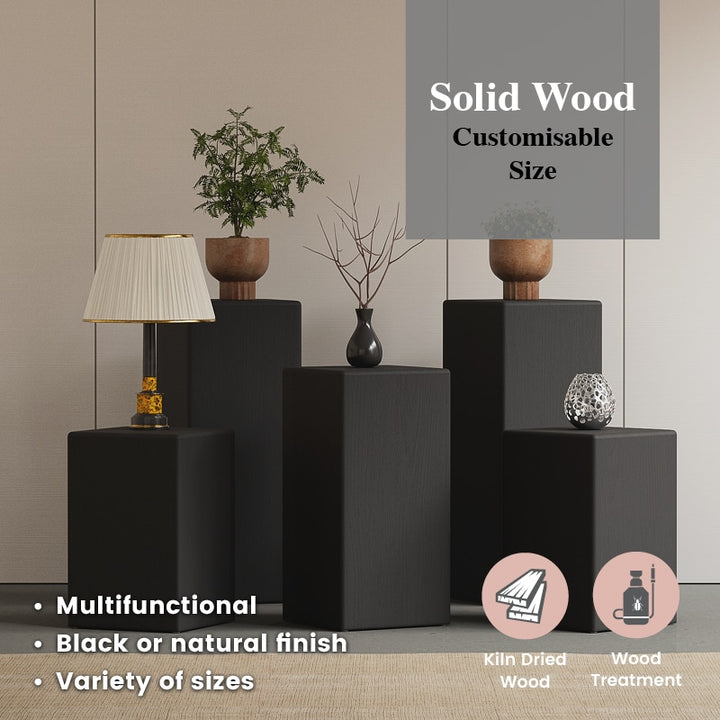 Mu Wood Stool / Side Table W300mm - Black (5 Sizes) Customisable size