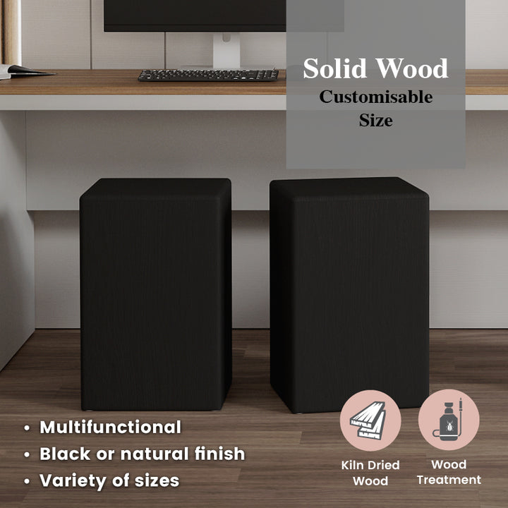 Mu Wood Stool / Side Table W350mm - Black (5 Sizes) Customisable size
