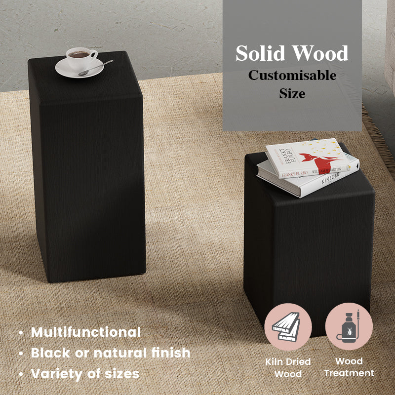 Mu Wood Stool / Side Table W450mm - Black (5 Sizes) Customisable size