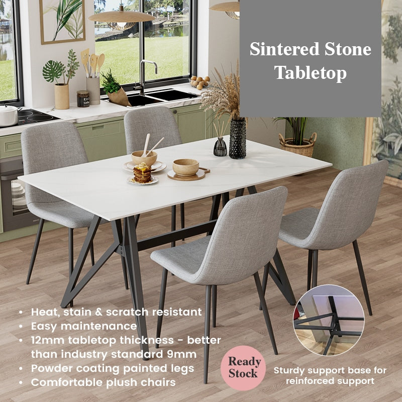 Jolie Sintered Stone Dining Table W1400mm + Joe Chairs (1 + 4 Dining Set)
