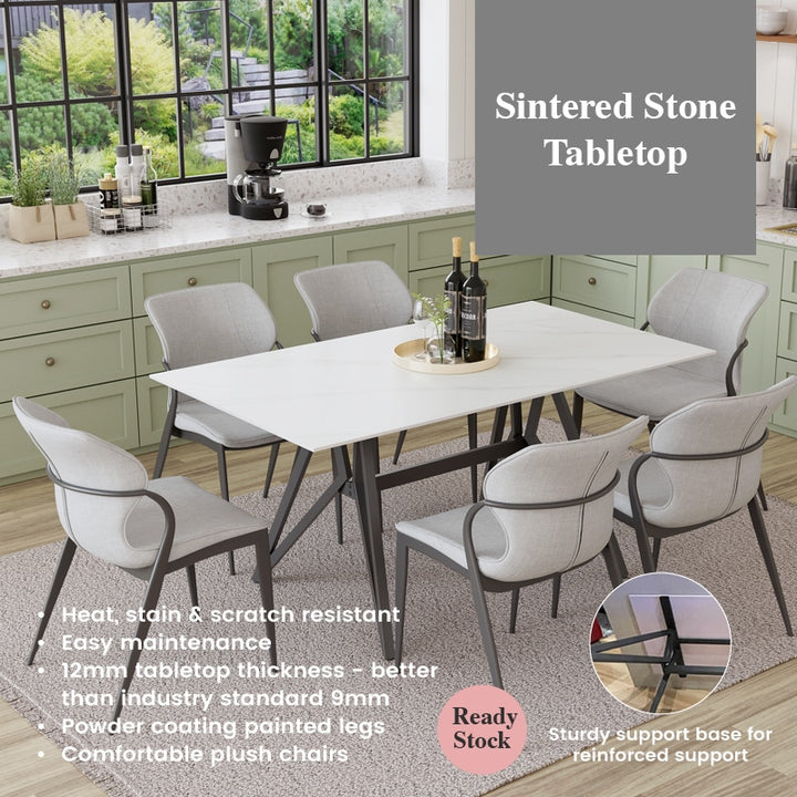 Jolie Sintered Stone Dining Table W1600mm / Jone Chair