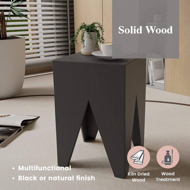 Peggy Wood Stool / Side Table - Black