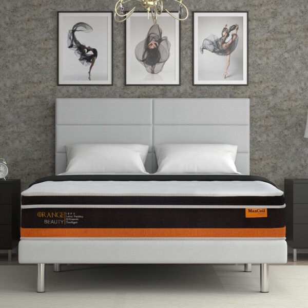 Orange Beauty 11.5" Pocketed Spring Mattress + Day Angel Bed Frame (Package)