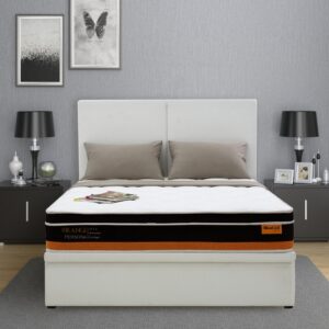 Orange Persona 10.5" Pocketed Spring Mattress + Ezra Storage Bed (Package)