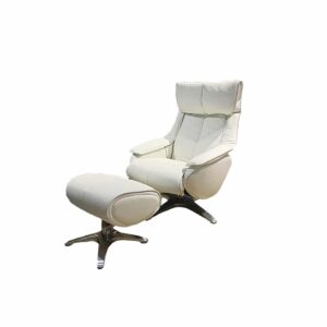 816E Alpha Full Leather Recliner Armchair with Footstool (Display Set - White)