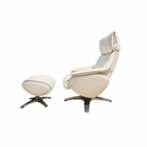 816E Alpha Full Leather Recliner Armchair with Footstool (Display Set - White)