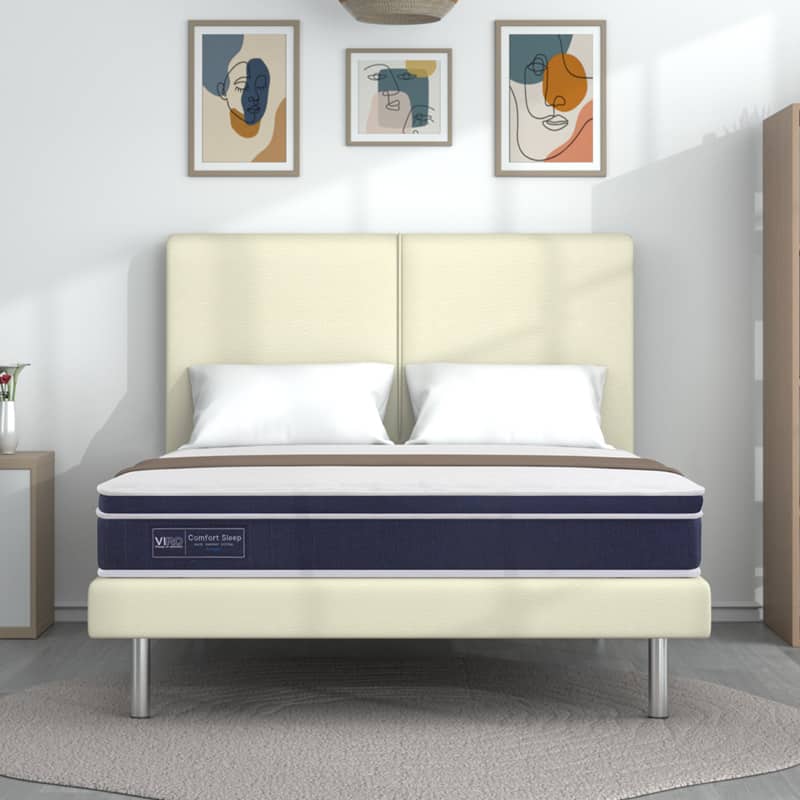 Comfort Sleep 9" Pocketed Spring Mattress + Romeo Bed Frame (Package)