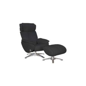816E Alpha Full Leather Recliner Armchair with Footstool (Display Set - Black)