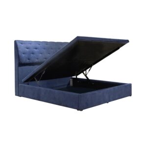 (As-is) Belinda Storage Bed Frame (Display Set - Dark Blue - King)