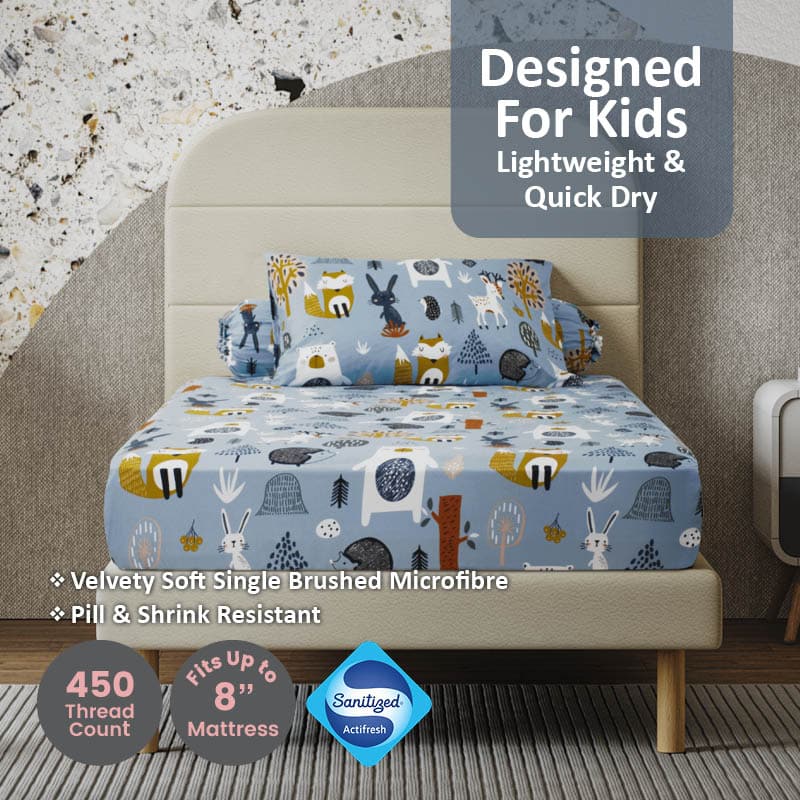 Kids Connection Microfibre Fitted Bedsheet Set